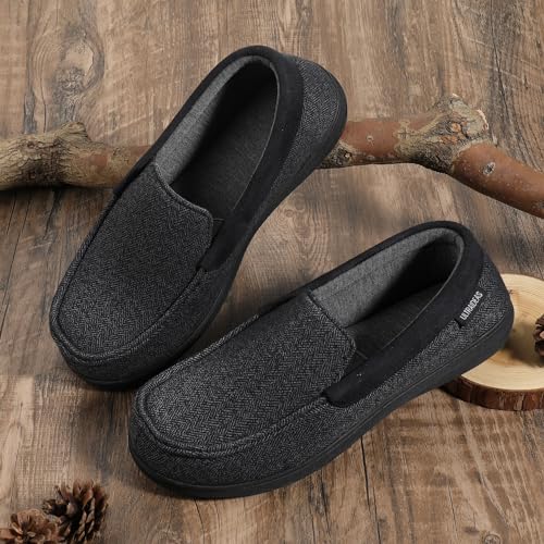 Image of ULTRAIDEAS Men's Moc-Toe Slippers Loafer House Shoes Indoor Outdoor Memory Foam with Breathable&Warm Knit Upper