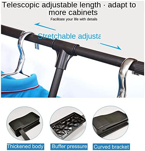 Pull Down Closet Rod Hanger for Hanging Clothes - Adjustable Clothing Storage Organizer System with Ergonomic Handle - Silver, 550 to 1200mm