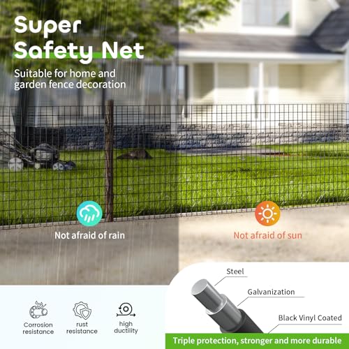 Image of Welded Wire Fencing 36 Inch x 100 Foot, 2 Inch x 3 Inch 16GA Black Hardware Cloth PVC Coated Garden Border Fencing Roll Vinyl Coating Metal Wire Mesh for Yard Vegetable Goat Protection Poultry Netting