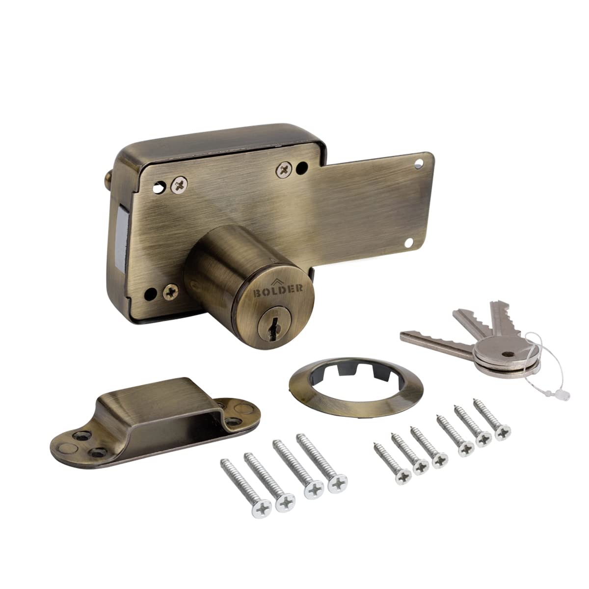 BOLDER 3Turn Entrance Door with 3 Regular Keys, Cylindrical Gate Lock Complete Set, Shutter Lock, Brass Antique (B0B2Y5GKWT) Amazon Price History, Amazon Price Tracker
