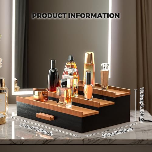 Organizador de perfumes para evitar caídas soporte de madera con cajones 5
