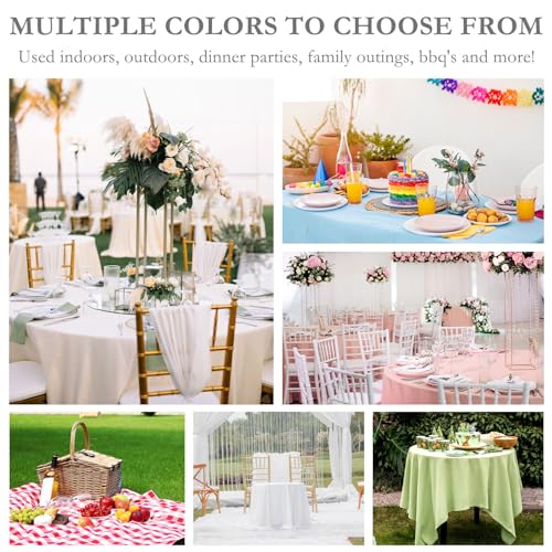 Image of Mulbozy 12 Pack Navy Blue Round Tablecloth, 84 Inches Plastic Table Cover, Premium Disposable Round Party Tablecloth for Restaurant Dinners, Wedding, Grad Party, Baby Shower, Outdoor Camping