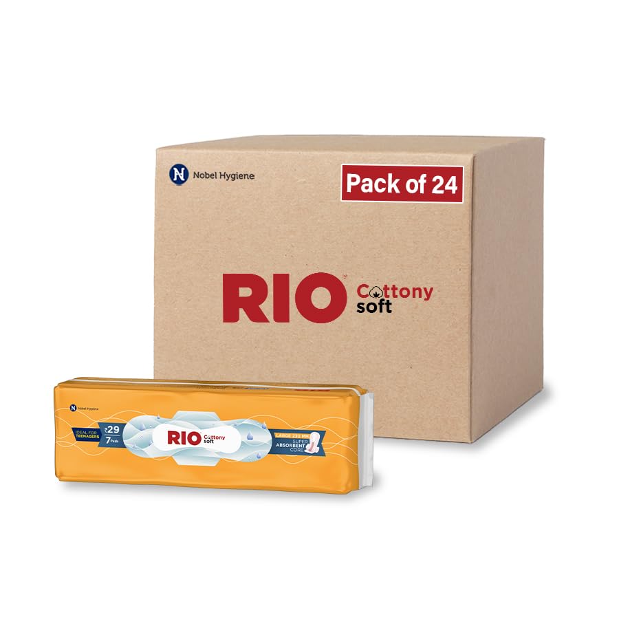 Image of RIO Cottony Soft Sanitary Pads for women, XL size, 168 Pads, Rash-Free For Sensitive Skin, Wide Back, Sturdy Wings | 230mm for teenage girls