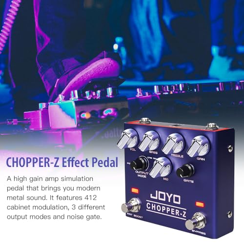 Image of JOYO High-Gain Amp Simulator Guitar Pedal, Built-in Noise Gate & 412 Cab Sim with 3-Band EQ & FAT BOOST, 3 Output Modes, Bypass (Chopper-Z R-18)