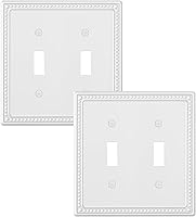 Vista 66 de Paquete de 2 cubiertas de placa de interruptor de luz de doble palanca, cubiertas decorativas de placa de doble interruptor Pearls, placa de pared