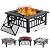 HCY 32" Fire Pit Table for Outside,Outdoor Fire Pit Square Wood Burning with Spark Screen Fire Poker for Camping,Backyard,Patio(Black)