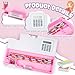Henoyso 2 Pcs Multifunctional Pencil Case with Calculator for Girls, Cute Plastic Pencil Box with Sharpener, Pen Pouch School Supplies Gifts for Christmas Girls Boys(Book, Schoolbag)