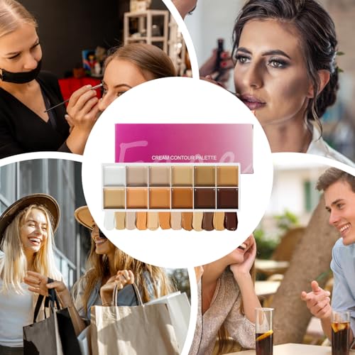 Cream Makeup 12-Color Contour Kit, Concealer for Women, Versatile Cream Cosmetics for Mature Skin, Offices Parties Weddings Travel Date Bridal, Portable Complete Face Set - Afbeelding 6