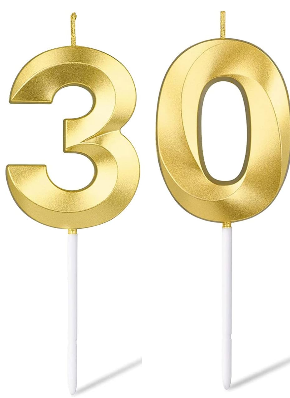 Gold Number 21 Birthday Candle Set - Elegant Cake Decoration -27