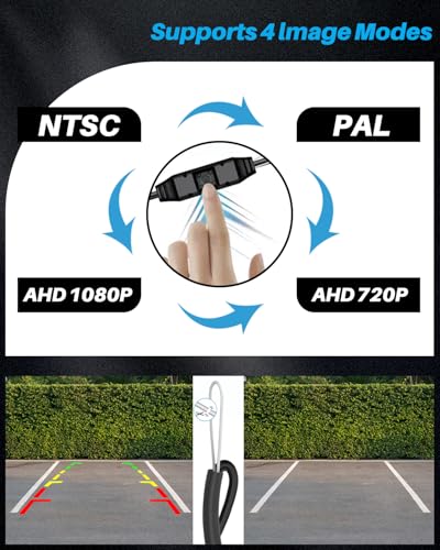 Image of 【4 Modes Button Switch】 AHD 1080P Backup Camera for Car 180Wide Angle Rear Camera with Clear Night Vision 360+45 Rotatable Front /Side /Rear View Camera IP69K Waterproof Reverse Camera Fisheye Lens