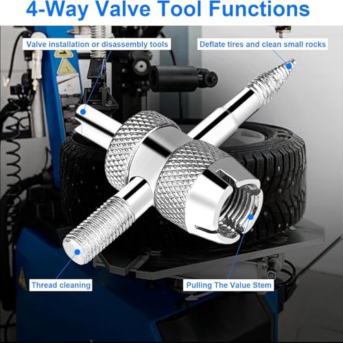 Image of 18pcs 4-Way Valve Tool Tire Repair Tools Valve Core Remover Tool Tire Valve Stems with Valve Cores Stem Cover for All Types of Tire