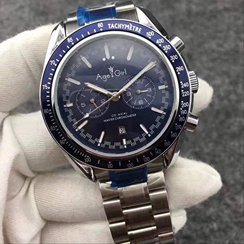 Preisvergleich Produktbild Klassische Armbanduhr Herren Automatische mechanische Monduhr Roségold Stahl Geschwindigkeit Schwarz Blau Leder Leinwand Mondphase Keramikuhren 11