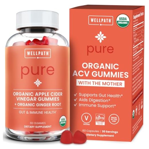 WellPath Pure ACV Apple Cider Vinegar Gummies with The Mother - USDA Organic Gummy - Vegan - Raw Apple Cider Vinegar Supplements - ACV Gummies - Detox Support - 60 Ct