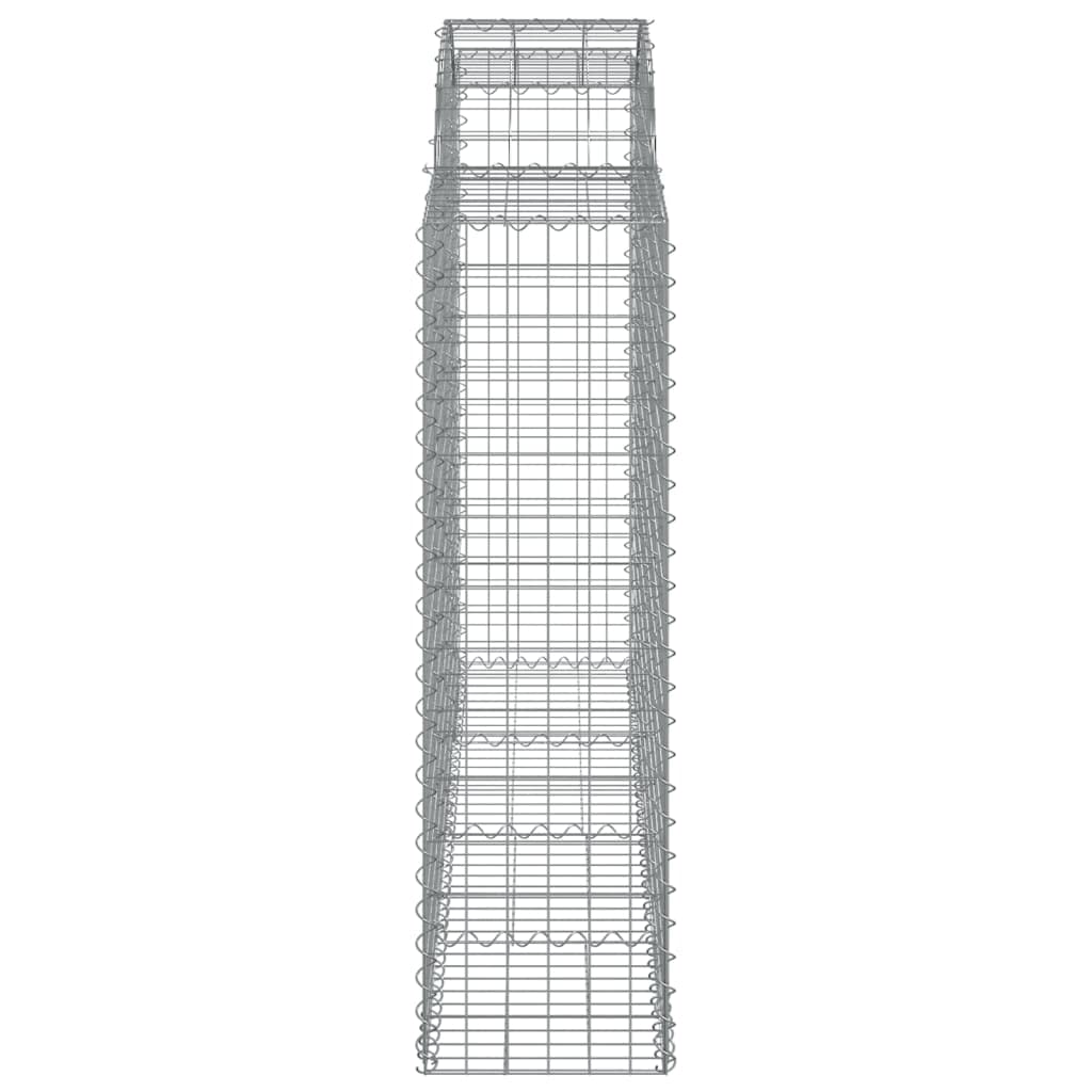 Kosze gabionowe z łukiem 7 sztuk, 200 x 50 x 140/160 cm, dekoracyjne bariery ogrodowe z ocynkowanym żelaza ze wzmocnionymi haczykami do ścian pochłaniających dźwięk