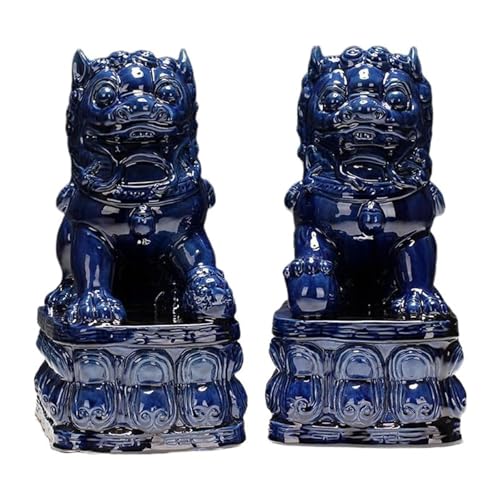 Estatuas de Perros Foo Chinos Feng Shui de Cerámica 10 Pulgadas