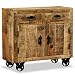 vidaXL Mangoholz Kommode mit 2 Schubladen 1 Schrankfach Industrie-Stil Sideboard Highboard Anrichte Mehrzweckschrank Schrank 80x30x70cm