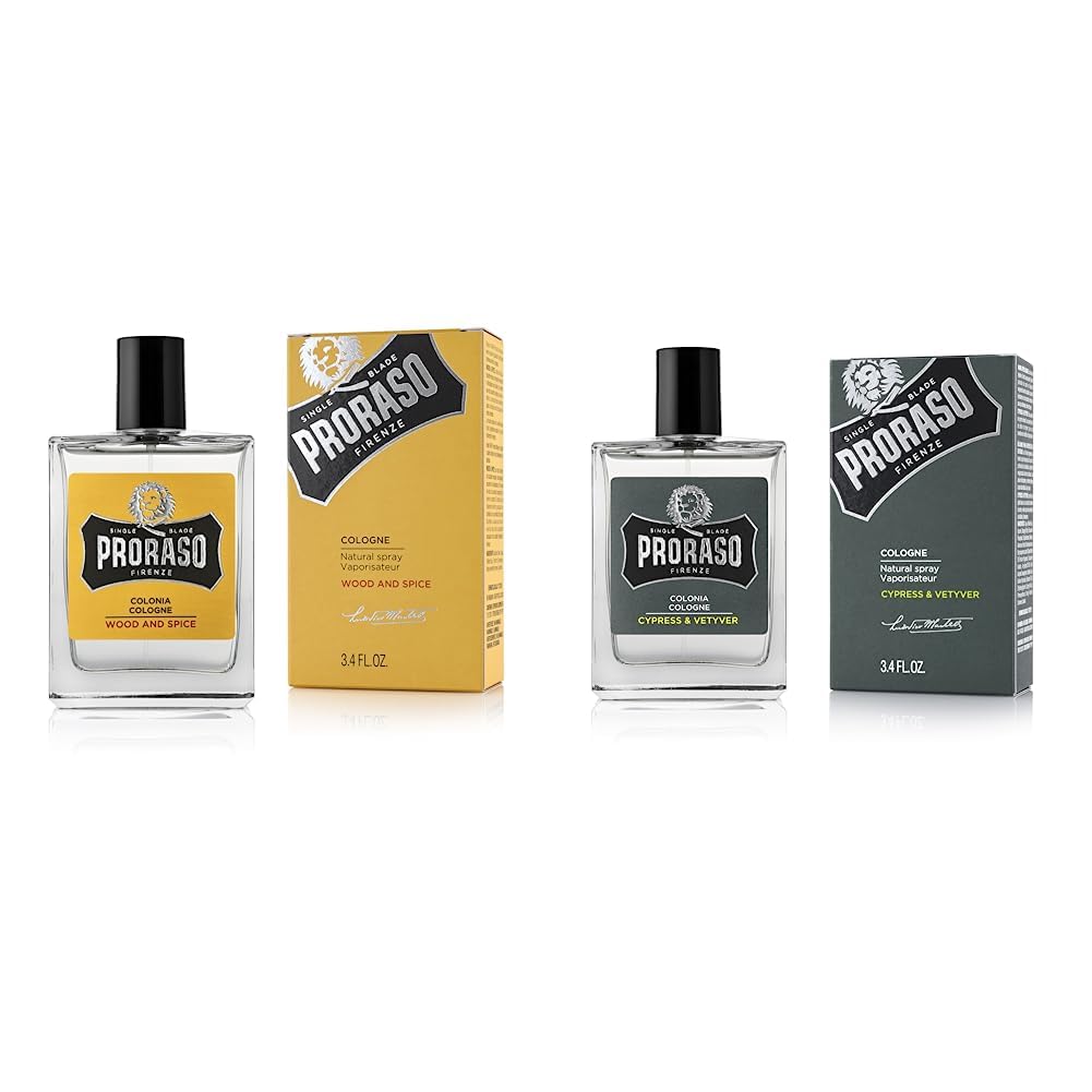 Proraso Eau de Cologne Wood & Spice, 100 ml & Eau de Cologne, 100 ml, Cypress & Vetyver
