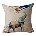 YANGYULU Throw Pillow Cover Cute Elephant Cotton Linen Home Decor Pillow Case Sofa Cushion Cover 18" x 18" (Watercolor)