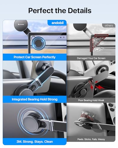 Image of andobil Upgrade Tesla Phone Mount [Strong Magnet & Foldable] MagSafe Car Mount for Tesla New Model Y Juniper Model 3, 360 Adjustable Tesla Phone Holder fits iPhone 17 16 15 Pro Max, Tesla Accessories