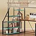 Itaar Stairway Twin Size Loft Bed with L Shaped Desk and Wardrobe, Metal Loft Bed Frame with Storage Stairs, 3 Fabric Drawers, LED Lights & Charging Sation, Rustic Brown