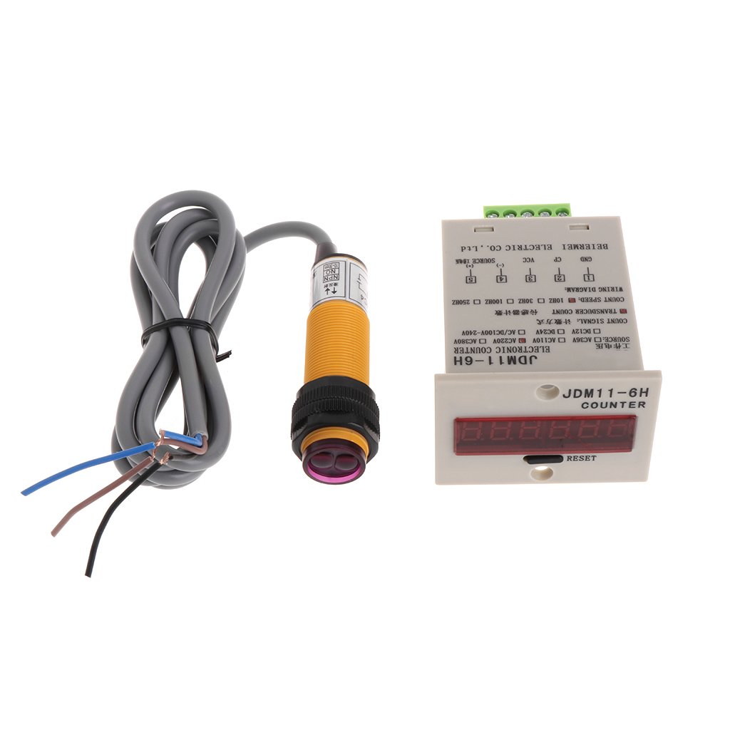 Woedpez 6-Digit Led Display Counter Adjustable Npn Photoelectric Sensor Switch 1-999999 Electronic Counter Dc110-240V Plastic Digital Counter Digital Counter Digital Counter With Sensor Digital Led