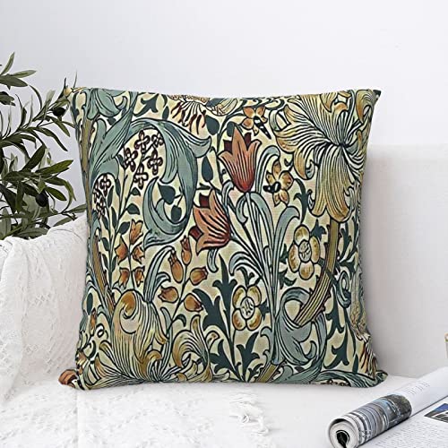 Dripglw William Floral Design 8 Morris Throw Pillow Covers 18x18 Inch Aesthetic Pillow for Bedroom Velvet Decorative Pillowcase Home Decor Living Room Cushion Case for Bed Sofa Couch