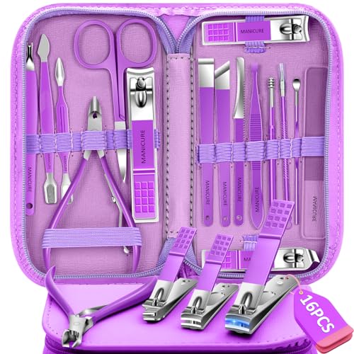 Manicure Set 16Pcs Professional Stainless Steel Pedicure Kit Mens...