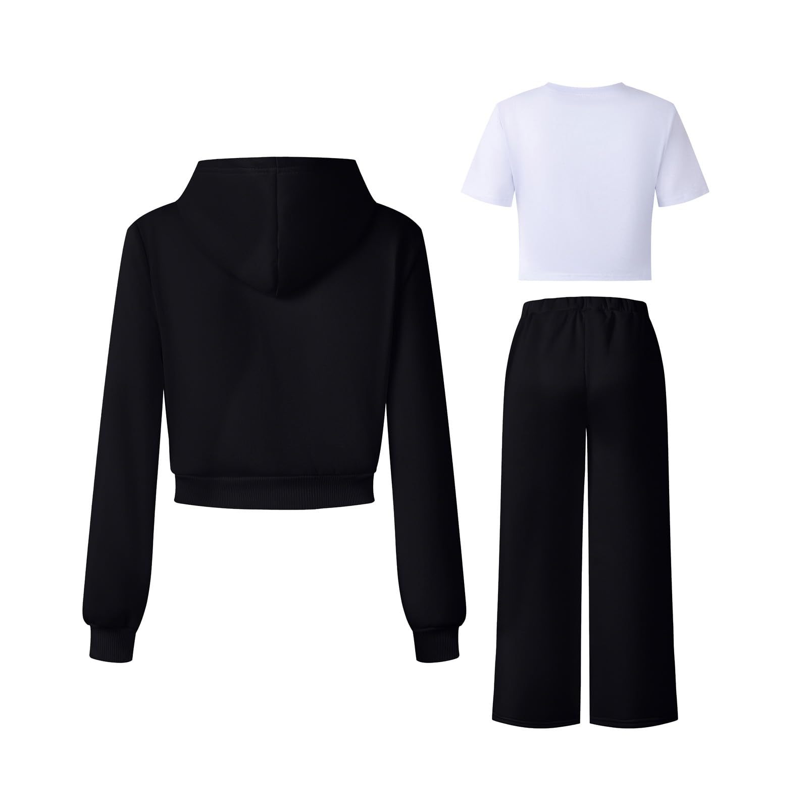 Tuta da jogging per ragazze con cappuccio, maglietta e pantaloni per ragazze con motivo a fiocco, in cotone, per tutti i giorni, sport, la scuola