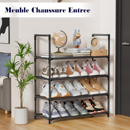 Étagère à Chaussures 4 Niveaux, Rangement Chaussures, Meuble Chaussure Entree, Range Chaussures Gain de Place pour 12 Paires, pour Salon,Chambre, 60 x 25.5 x 72 cm, NOI – Image 5