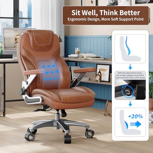 Image of Big and Tall Office Chair with 5D Arms, 600lbs Fabric & PU Leather Heavy Duty Desk Chair, Adjustable Lumbar Support & Height, Tilt Function, High Back Ergonomic Executive Computer Chair