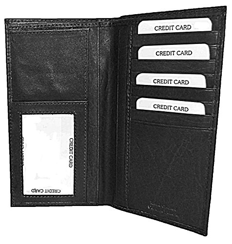 Top Bull Cowhide Checkbook Wallet in Black