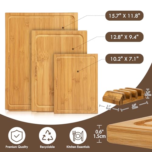 Set 3 Tablas de Cortar de Bambú con Surco y Soporte miniatura 5