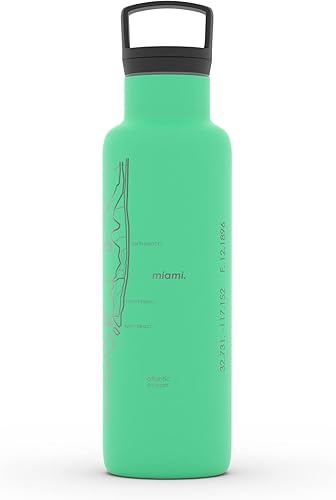 Miniatura 27 de Well Told Botella de agua aislada con mapa de Washington DC grabado, botella de acero inoxidable grabada (21 onzas, blanco) botella aislada de mapa