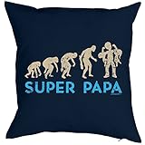 Maße: 40 x 40 cm Kissen für Väter cooles Kissen mit Füllung Super Papa Geschenk für Papa zum Vatertag Weihnachten Geburtstag