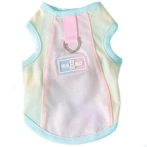 JPETTO犬服 メッシュ シャツ 春夏 ペット服 防虫 ひんやり ドッグウェア タンクトップ 通気性 犬用 涼やか UVカット 日焼き防ぐ 脱毛保護 小中大型犬 MJ0245ブルー&イエローXL