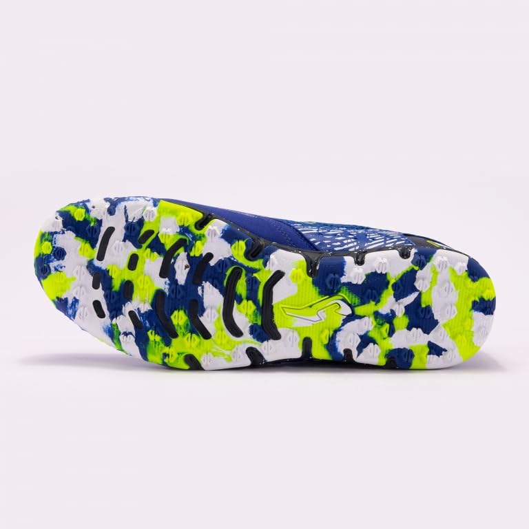 Joma - Soccer Shoes for Turf, Blue 6.5-11 Natural Leather and Mesh Upper, VTS Ventilation, Protection Toe,4