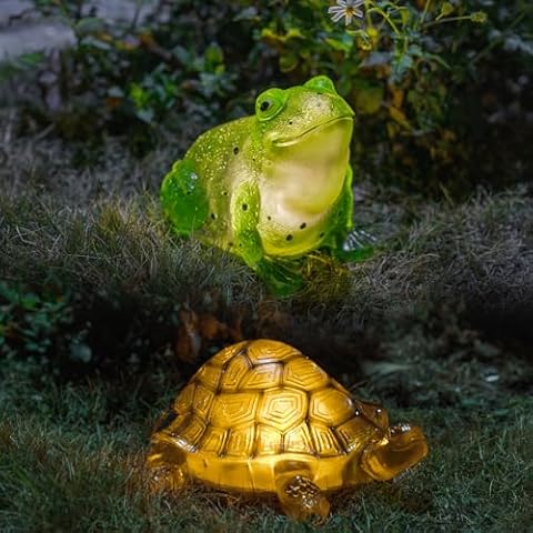 Solar Frog Light Solar Turtle Outdoor Lights Garden Decorations Animal Statue for Lawn Yard Backyard Cover