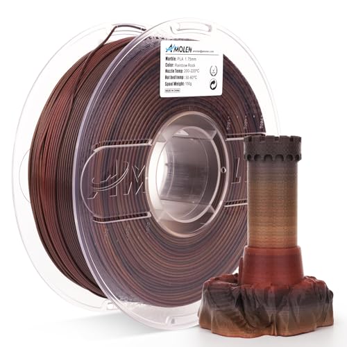 Image of AMOLEN Rock Rainbow PLA Filament 1.75mm Marble PLA 3D Printing Filament, 1kg Spool (2.2lbs), Dimensional Accuracy + /- 0.02 mm, Fit Most FDM Printer (Rainbow Rock)