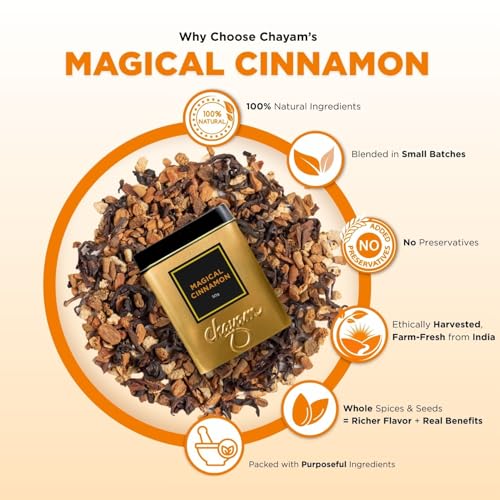 Image of CHAYAM Cinnamon Green Tea | 50g Loose Leaf with Ceylon Cinnamon, Clove & Star Anise | Wellness Tea for Detox, Digestion & Gut Health | Premium Gift Tin