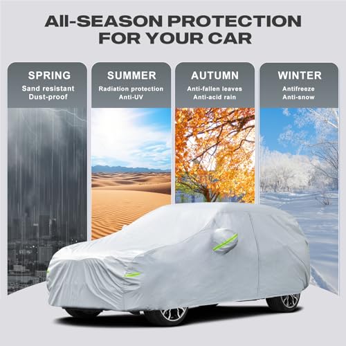 Image of Kaugung Car Cover Custom Fit for Mazda CX-30 CX30 CX3 CX-3(2015-2025), 6 Layers Waterproof All Weather for Automobiles Full Exterior Cover Rain Sun Snow Protector with Door Zipper. Silver