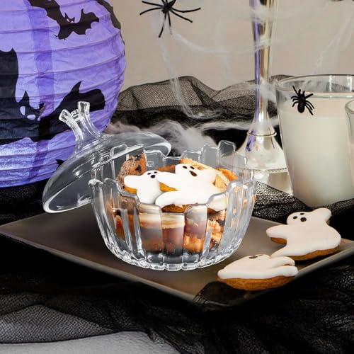 Image of WRINGO Stylish Candye Jar with Lid | Transparent Glass Storage Jar for Candy, Cookies, Chocolates, Dry Fruits & Snacks | Airtight Decorative Kitchen Container | Multipurpose Candye Bowl | (Pack of 1)
