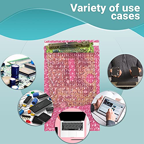 Apq Anti-Static Bubble Out Bags 6 X 8.5 Inch, Pack Of 25 Pink Self Seal Bubble Pouches, Waterproof Pe Anti Static Bubble Bags For Packing Electronics, Ornaments, Cushioning Sturdy Double Bubble Bag #TOP1