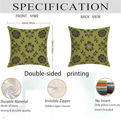 Housse coussin 60x60cm lot de 2 vert géométrique imperméable en lin