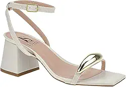 Sandália Feminina com Enfeite ABS Gota Salto Bloco Traseiro com Fivela 18-410