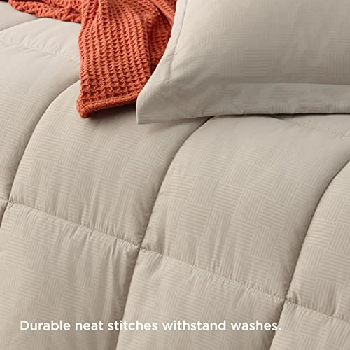Bedsure Beige Queen Comforter Set - Beige Basket Weave Pattern Down Alternative Comforter Set Box Stitching Duvet Insert, Lightweight All Season Bedding Set With 2 Pillow Shams #TOP3