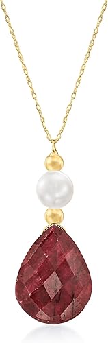 Ross-Simons Cultured Pearl and Gemstone Necklace in 14kt Yellow Gold