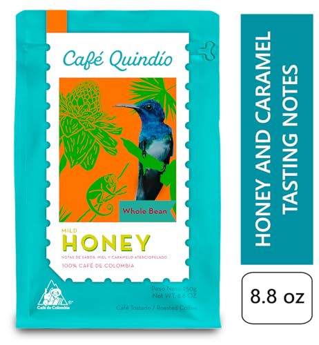 Image of Cafe Quindio Medium Roast 100% Colombian Excelso Whole Bean Arabica Coffee - Mild Honey Specialty Harvest - 8.8 Ounce (Pack of 1)