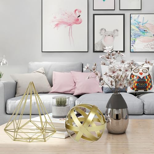 BYHER Gold Decor for Living Room Bedroom Bookshelf Coffee Table, Modern Style Figurine Decorative Ornaments Home Decor for Shelves (4.5" Modern Decorative Ball) BYHER Gold Decor for Living Room Bedroom Bookshelf Coffee Table, Modern Style Figurine Decorative Ornaments Home Decor for Shelves (4.5" Modern Decorative Ball)