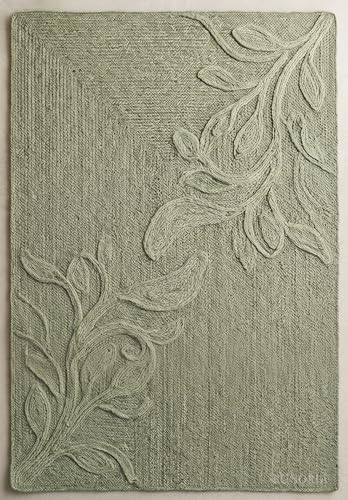 RUGORIA Handwoven Jute Area Rug with Textured Floral Border Design, Natural Fiber Rug for Living Room, Bedroom, Entryway, Hallway, Indoor Floor Carpet (Sage Green, 5' x 8')