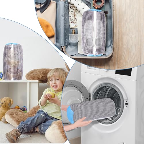 WUFANC Schuhwaschbeutel Waschmaschine 2er-Set, Wiederverwendbar Schuhbeutel Waschmaschine aus Mikrofaser, Waschbeutel Schuhe mit Verstecktem Reißverschluss, Wäschesack Schuhe für Turnschuhe